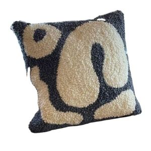 Hot Selling Tufted Square Throw <b>Pillow</b> Geometric Pattern <b>Black</b> Beige Minimalist Design Washable Decorative Cushion - Product Image 1