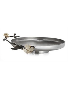 <b>Silver</b> Floral Decorative Bowl with Metal Flower Branch Design Modern Centerpiece Bowl for <b>Coffee</b> <b>Table</b> Dining <b>Table</b> Home Decor - Product Image 3
