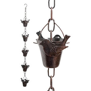 Cadena de lluvia decorativa de cobre antiguo con forma de campana, acabado bronce, atrapalluvias de metal, reemplazo para canalón de jardín - Product Image 5