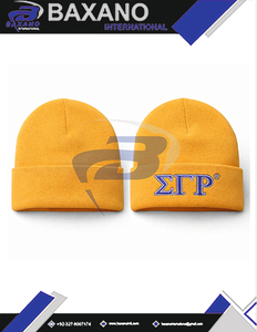 Sigma Gamma Rho SGR Sorority Winter <b>Beanie</b> Knitted Cap Yellow & Blue 3D Embroidered Premium Knit Winter <b>Beanie</b> Cap - Product Image 6