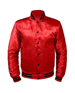 Chaquetas Varsity de Seda Satinada Impermeables de Alta Calidad, Unisex, Última Moda, Tallas Grandes, Precio Económico al por Mayor, Color Negro Liso - Product Image 3