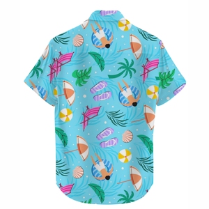 เสื้อเชิ้ตชายหาดพิมพ์ลายทรอปิคอลแบบสั่งทำพิเศษสำหรับผู้ชาย ผ้าโพลีเอสเตอร์ระบายอากาศดี ติดกระดุม เหมาะสำหรับวันหยุดพักผ่อนฤดูร้อน เสื้อชายหาดลำลอง - Product Image 2
