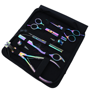 ชุดอุปกรณ์ต่อผมมืออาชีพสีรุ้ง พร้อมเครื่องมือติดเทป  กรรไกรตัดผม กรรไกรซอยผม และมีดโกนจัดแต่งทรงผม - Product Image 1