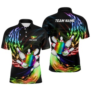 Custom <b>Bowling</b> Polo Shirt Men's Short Sleeve Sublimated Print 100% Polyester Quick Dry Team Name Personalized Front Back Design - Product Image 4