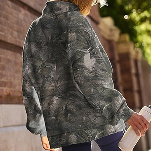 Custom Women Oversized Mock Neck Sweatshirt with Contrast Rib Collar Cuffs and Hem heavyweight fleece mockneck women sweatshirts - Product Image 4