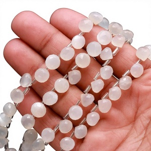 ลูกปัดมูนสโตนสีขาวธรรมชาติทรงหยดน้ำขนาด 7-9 มม. สำหรับทำเครื่องประดับ - Product Image 4