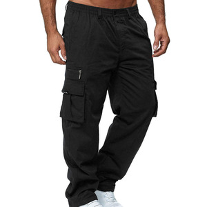 Pantalon cargo gris pour homme, taille élastique, fermeture à cordon, plusieurs poches, style décontracté, léger, respirant, polyester - Product Image 3