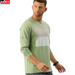 Camiseta de Manga Larga con Cuello Redondo para Hombre, Marca INDEX SPORTSWEAR, Diseño Color Block, Corte Regular, Transpirable, Verde - Product Image 3