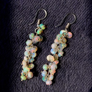 Boucles d'oreilles en opale d'Éthiopie naturelle Welo Fire, cabochons, argent 925 - Product Image 6