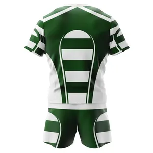 Camiseta de Rugby Sublimada con Rayas Verdes y Blancas, Manga Corta, Cuello Redondo, Poliéster que Absorbe la Humedad, Corte Atlético, Unisex para Adultos, Todas las Temporadas - Product Image 3