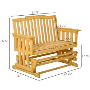 Dondolo da Giardino a 2 Posti con Design ad Asciugatura Rapida e Braccioli Allargati, Sedia a Dondolo in Legno per Giardino e Cortile - Product Image 3