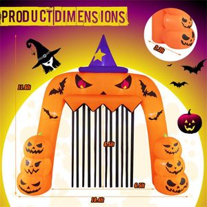 Giant 10.4x11.6ft Halloween Pumpkin Arch 7 LED Lights Built-in Blower for Easy <b>Inflation</b> Windproof Yard Decorations - Product Image 4