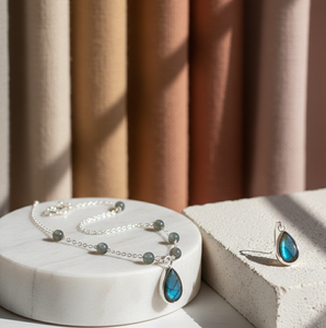 Collier en argent sterling plaqué or 18 carats avec pendentif goutte en labradorite et pierre ronde, 16 pouces, bijoux de guérison en pierres précieuses - Product Image 4