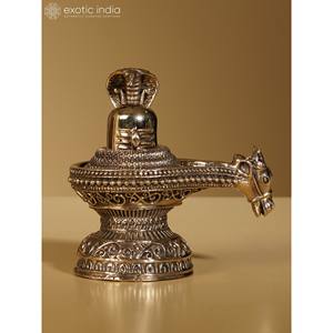 4 pouces en laiton Shivalinga Superfine Statue de maison sacrée Sculpture élégante pour décor spirituel pour cadeaux et temple Made In India - Product Image 1