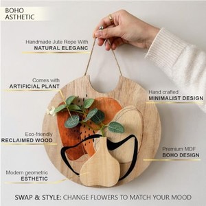Arte Floral de Pared en MDF Cortado con Láser, Decoración Bohemia de Madera, Venta al Por Mayor en India - Product Image 4