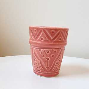 Vintage Outer Pattern Bohemian Light Engrave Pattern Ceramic Coffee <b>Cup</b> and Saucer Set with Handle Exquisite Export By UO - Product Image 4