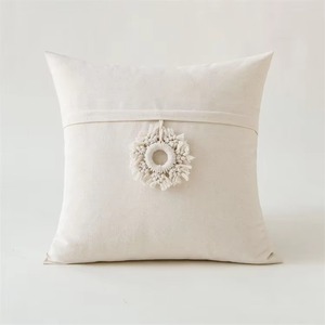 Funda de Cojín Cuadrada a Rayas Estilo Bohemio, Funda de Almohada Decorativa Hecha a Mano de Algodón - Product Image 5