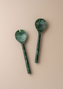 Juego de Servidores de Ensalada de Melamina, Diseño Marmoleado Morado, Cuchara y Tenedor con Mango Largo, Agarre Texturizado Verde, Utensilios de Cocina - Product Image 5
