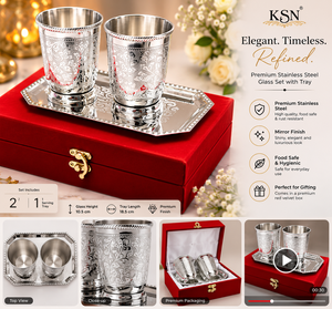 Silver Plated Stainless Steel Tumbler Set Embossed Tea Cup and Saucer <b>Gift</b> <b>Box</b> for <b>Christmas</b> - Product Image 3