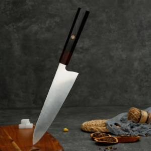 Couteau de chef japonais en acier carbone, forgé à la main, manche en bois, finition haute brillance, ambidextre, écologique, compatible lave-vaisselle, couteau de cuisine - Product Image 3