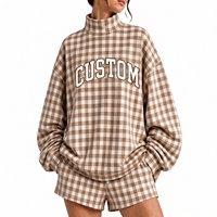 Ensemble de survêtement oversize à manches longues de qualité supérieure, imprimé sur mesure, style preppy, tenue deux pièces, vêtements de printemps et d'été
