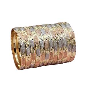 Wholesale 3 Tone Gold Plated Forming <b>Bangles</b> Set, <b>Fashion</b> <b>Bangles</b> Jewelry, Tri Color Brass <b>Bangles</b> Set, Multi Tone Gold <b>Bangles</b>. - Product Image 2