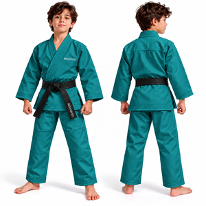 Forest Green Custom Youth Karate Gi Uniform Kids Martial Arts Suit Judo Training Uniform with <b>Belt</b> <b>White</b> Karate Kimono Suit - Product Image 2
