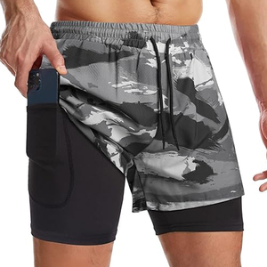 กางเกงวิ่งผู้ชายแบบ 2 in 1 พร้อมซับในรัดรูป กางเกงออกกำลังกาย มีช่องใส่โทรศัพท์ ขายส่ง รับผลิตแบบ OEM - Product Image 1