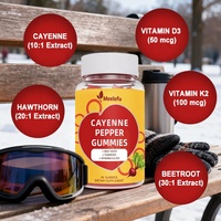 Meelefu Gommes à l'extrait de poivre de Cayenne personnalisées pour la santé cardiovasculaire, cardiaque et des vaisseaux sanguins
