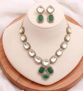 Kundan Polki Choker <b>Necklace</b> Set <b>Ruby</b> Pink Bezel Setting Indian Bridal Engagement Wedding Jewelry Vintage Party Wear - Product Image 1