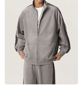 Veste Homme Costume Full Zip Stand Collar Hoodie Crew Neck Heavyweight Polyester Hoodies Sweatshirts Jacket Sweatshirt - Product Image 3