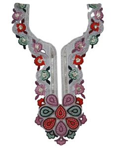 Cols de chemise en dentelle brodée en coton et polyester pour hommes et femmes personnalisés, patchs cousus pour vêtements - Product Image 1