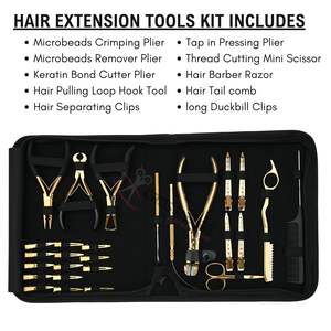 Kit de Herramientas para Estilistas de Extensiones de Cabello: Alicates para Abrir y Quitar Microperlas, Cortador de Cinta Adhesiva, Gancho de Bucle, Tijeras Pequeñas, Clips de Estilismo - Product Image 2