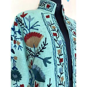 Chaqueta Bomber de Punto con Bordado Geométrico para Mujer, Manga Larga, Corta, de Algodón y Lona Ecológica - Product Image 3