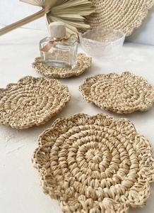 Juego de Posavasos con Forma de Flor, Hechos a Mano con Ratán, Aptos para Decoración de Mesa de Comedor, Fiestas y Regalos, de la India - Product Image 6