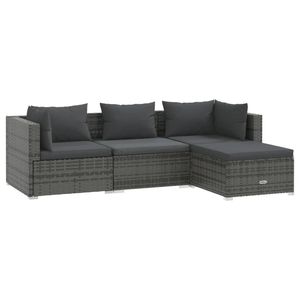 Conjunto de Muebles de Jardín de Ratán PE Gris con Acero con Recubrimiento en Polvo, Colección de Muebles Duraderos para Exteriores - Product Image 2