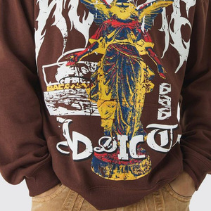 Sweat à capuche homme personnalisé, coupe droite, en molleton 100% coton, avec impression numérique grand format style Renaissance, coupe ample, basiques - Product Image 4