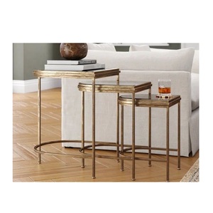 Juego de mesas nido minimalistas de hierro con diseño elegante para uso en muebles contemporáneos de hogar y oficina - Product Image 1