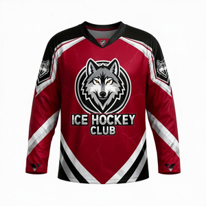 Camiseta Sublimada de Hockey sobre Hielo, Manga Larga, Cuello en V, Poliéster que Absorbe la Humedad, Ropa Deportiva, Corte Regular, Unisex para Adultos - Product Image 3