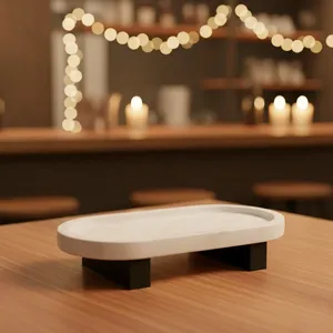 Modern White Marble Oval Serving Tray Decorative Vanity Organizer Tray for Bathroom Countertop <b>Coffee</b> <b>Table</b> Home Decor - Product Image 4
