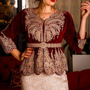 Karakou algérien traditionnel pour femme, veste en velours, broderie dorée, robe de mariée, confection sur mesure, fournisseur en gros - Product Image 3