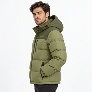Chaqueta Acolchada con Capucha para Hombre F2WIN, Chaqueta de Invierno Gruesa de Poliéster, Resistente al Viento, Diseño Casual de Color Sólido con Cierre Frontal, Venta al Por Mayor - Product Image 3