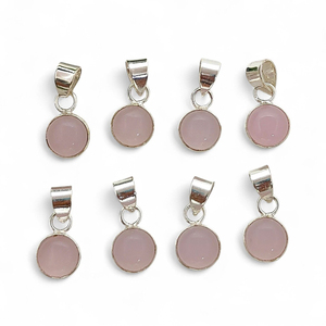 Breloques en quartz améthyste rondes de 7 mm, faites à la main, avec serti cabochon, en améthyste naturelle, avec anse, breloques plaquées argent - Product Image 4