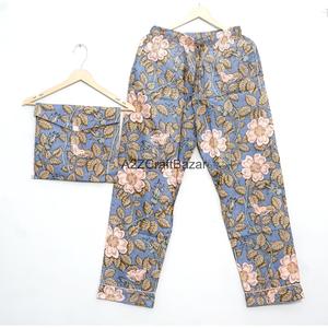 Ensemble de pyjama de luxe imprimé 100 % coton pour femme, manches longues, longueur intégrale, doux, décontracté, pour l'été, avec taille élastique - Product Image 4