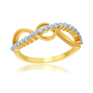 Solid Gold Diamond Bypass <b>Ring</b> Modern Infinity Design Sparkling <b>CZ</b> Accents Custom Jewelry Manufacturer - Product Image 1