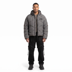 Doudoune courte modulaire en nylon froissé avec manches amovibles, manteau streetwear d'hiver OEM - Product Image 1