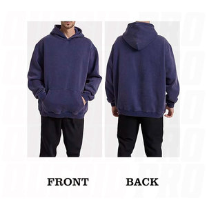 Sudadera con Capucha Extra Grande para Hombre y Parejas, con Lavado Ácido Vintage, Forro de Felpa de Algodón Suave, Bordado Sólido - Product Image 3