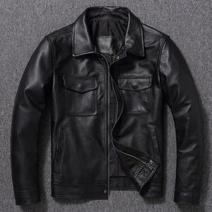 Veste chemise en cuir noir minimaliste et tendance - Peau de mouton pleine fleur de qualité supérieure - Surchemise urbaine hybride légère et ajustée - Product Image 1