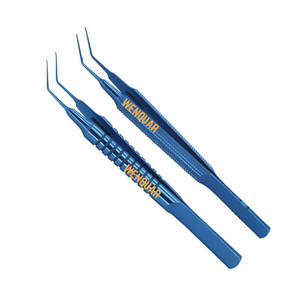 Pinzas Microquirúrgicas de Punta Angulada para Capsulorhexis, Instrumentos de Titanio Azul, Herramientas Manuales de Alta Calidad - Product Image 1