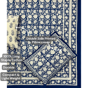 Sábana de Lujo de Algodón Puro Tamaño King, Estampado Floral a Mano de Jaipur, Suave, Agradable para la Piel, Lavable a Máquina, Duradera, para Uso Hospitalario - Product Image 4